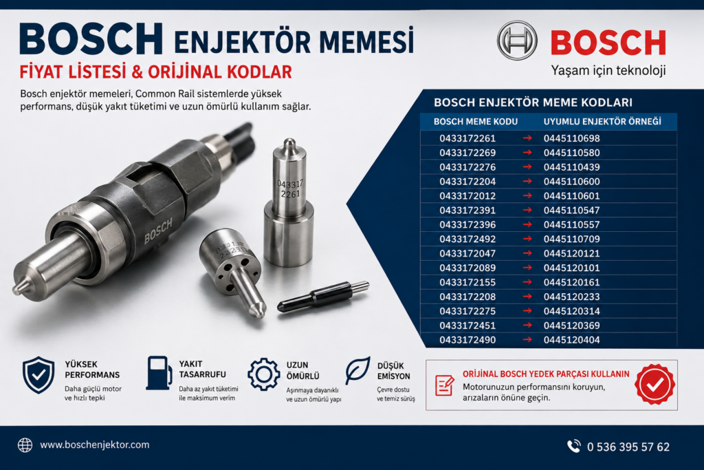 Bosch Enjektör Memesi fiyat listesi 2026